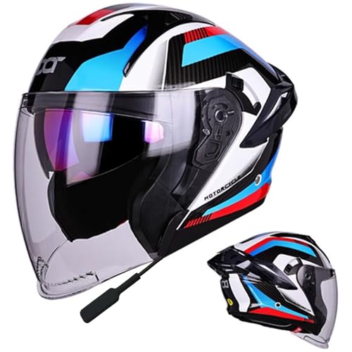 フルフェイス　オンロード用ヘルメット　ダブルレンズ　レッドブルー　Lサイズ フルフェイスオンロード用ヘルメットダブルレンズレッドブルーL